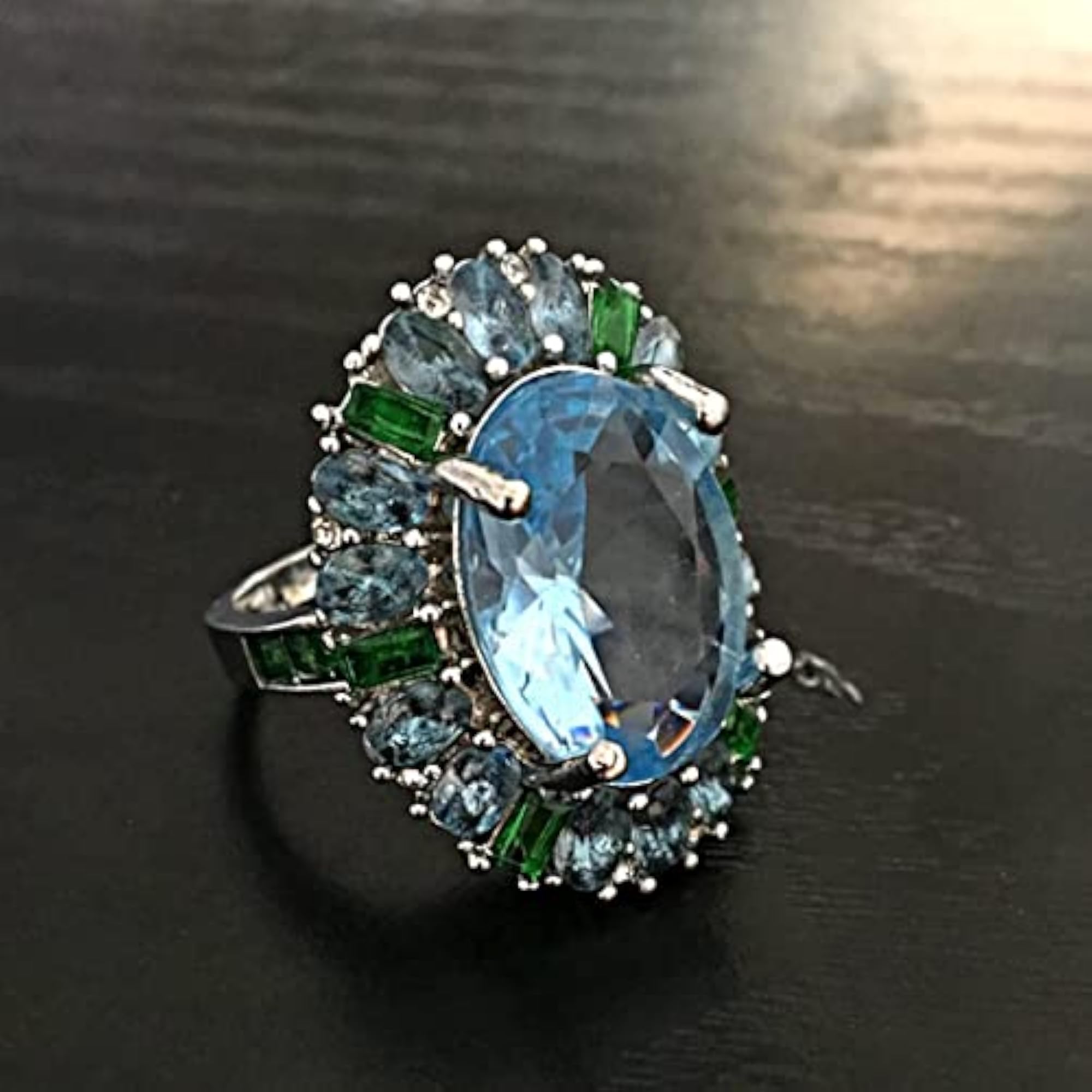 Crystal Studded Classic Silver Plated Ring